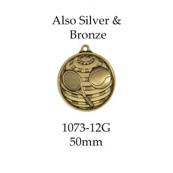 Tennis Medals 1073-12G, S or B - 50mm