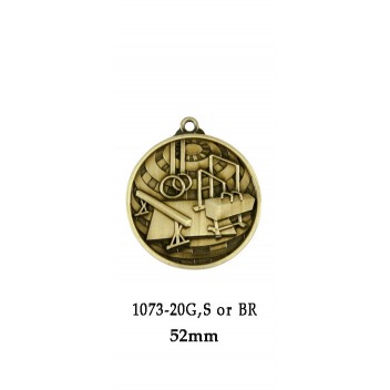 Gymnastics Medals 1073-16G, S & BR - 52mm