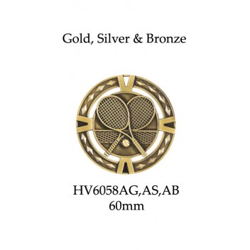 Tennis Medals HV6058AG, AS, AB - 60mm