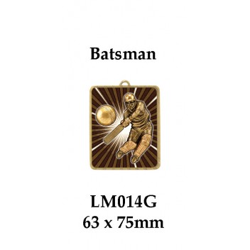 Cricket Medals Batsman LM014G, - 63mm x 75mm