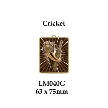 Cricket Medals Female LM040G, - 63mm x 75mm