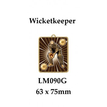 Cricket Medals Wicketkeeper LM010G, - 63mm x 75mm