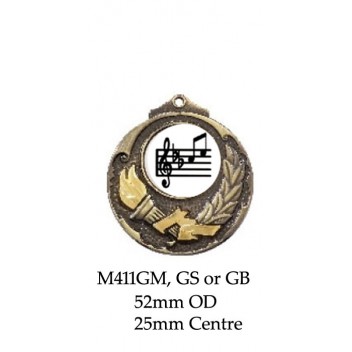 Music Medals M411GM, SM & BM -  52mm