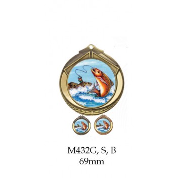 Fishing Medals M432G, S or B - 69mm