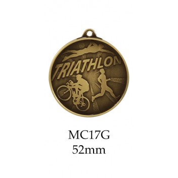 Triathlon Medal MC17G S or B - 70mm Also Silver & Bronze