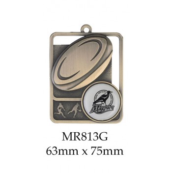 Rugby Medals MR813G, S or B - 48mm x 62mm 