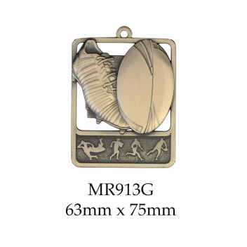 Rugby Medals MR913G, S or B - 48mm x 62mm