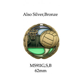 Netball Medals MS911G - 64mm
