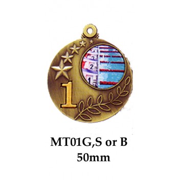 Swimming Medals MT101G, S or B  50mm