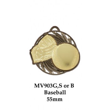Baseball Softball Medals MV903G, S or B - 55mm