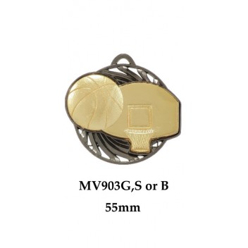 Basketball Medals MV907G, S or B - 55mm 