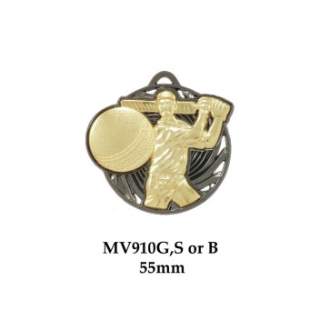 Cricket Medals MV910G, S or B - 55mm