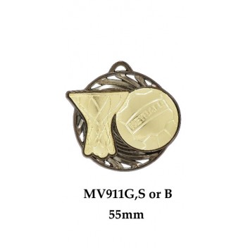Netball Medals MV911G, S or B - 55mm