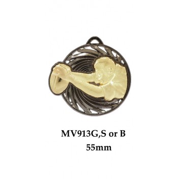 Rugby Medals MV913G, S or B - 55mm