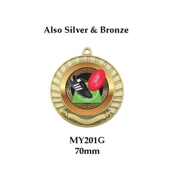 AFL Aussie Rules Medal MY201G Also Silver & Bronze 70mm
