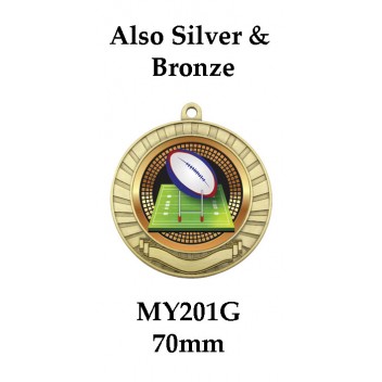 Rugby Medals  - MY201G - 70mm  