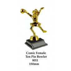 Ten Pin Comic Bowling Trophies Female 8011 - 150mm