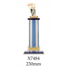 Playing Cards Trophies Glass Column X7484 - 230mm Also 245mm & 265mm