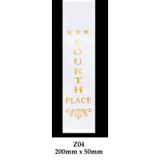 Sports Award Ribbons Fourth Place - Z04 - (Pk 25) 200mm x 50mm