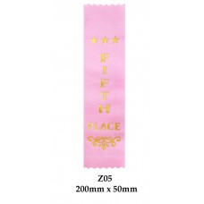 Sports Award Ribbons Fifth Place - Z05 - (Pk 25) 200mm x 50mm
