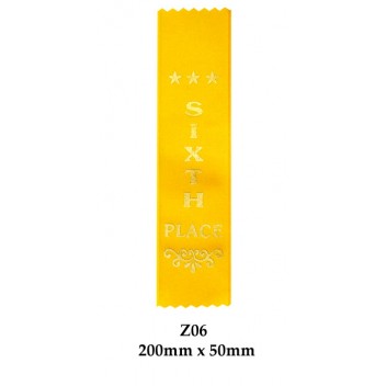 Sports Award Ribbons Sixth Place - Z06 - (Pk 25) 200mm x 50mm