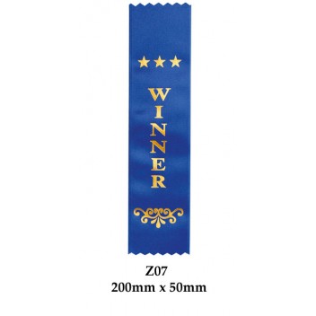 Sports Award Ribbons Winner - Z07 - (Pk 25) 200mm x 50mm