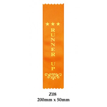 Sports Award Ribbons Runner Up - Z08 - (Pk 25) 200mm x 50mm