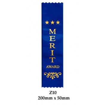 Sports Award Ribbons Merit - Z10 - (Pk 25) 200mm x 50mm