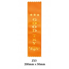 Sports Award Ribbons Good Try - Z13 - (Pk 25) 200mm x 50mm