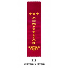Sports Award Ribbons Competitor - Z15 - (Pk 25) 200mm x 50mm